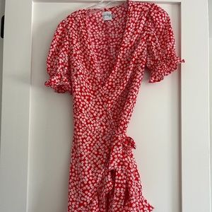 Princess Polly Wrap Dress with Puffy Sleeves